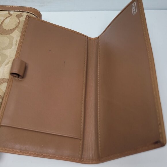 Coach Signature Beige & Brown Leather Bifold Wallet - Picture 5 of 10